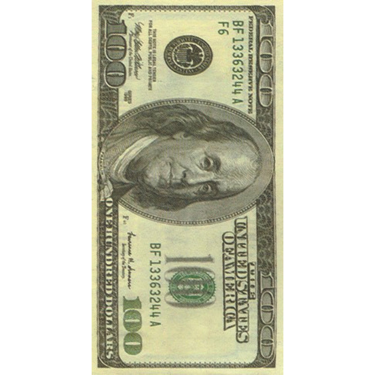 Sola Hundred Dollar Bill Beach Towel Benjamin Franklin 30 x 60 inch