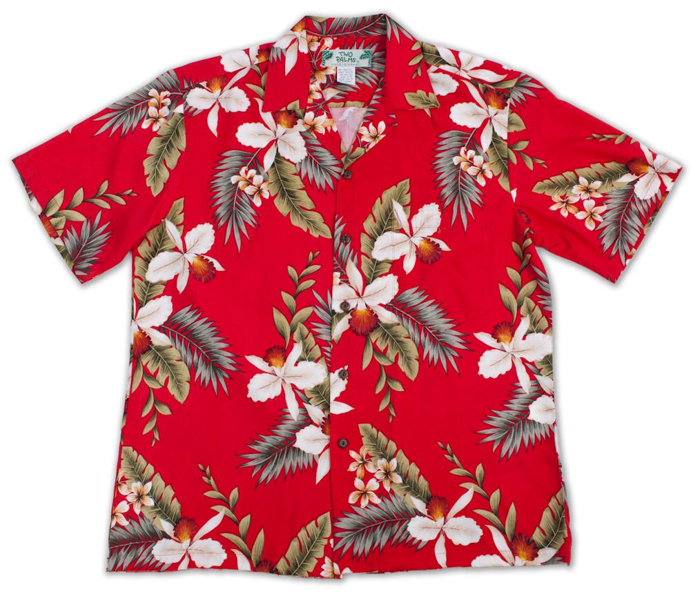 Two Palms Hawaiian Orchid Hawaiian Shirt - Navy, Red, or White
