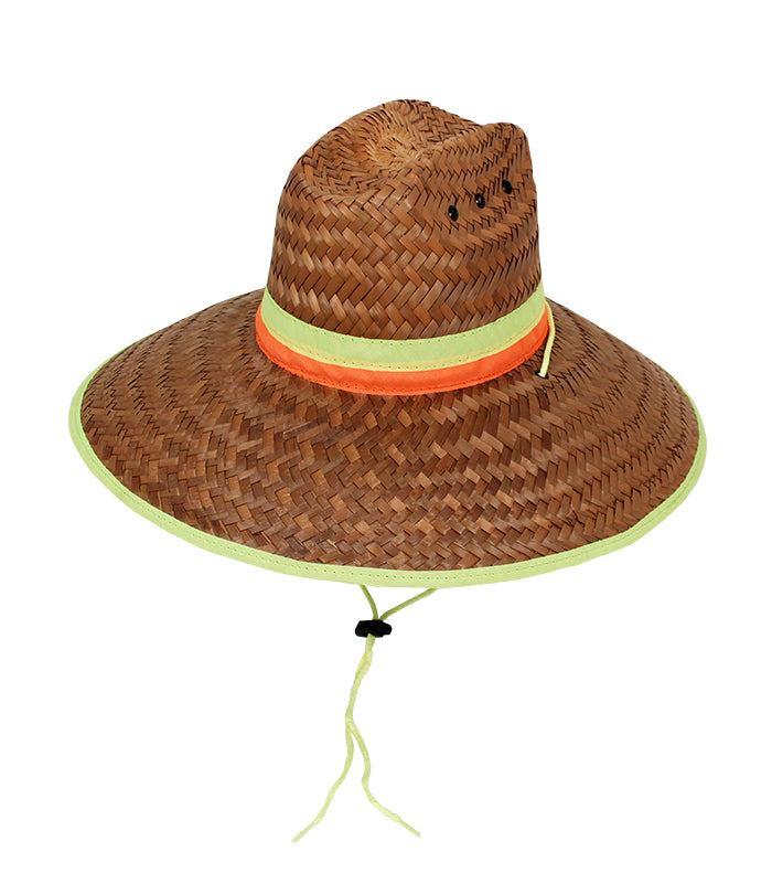 High Visibility Straw Hat - Construction Neon Safety Flex Fit Straw Hat