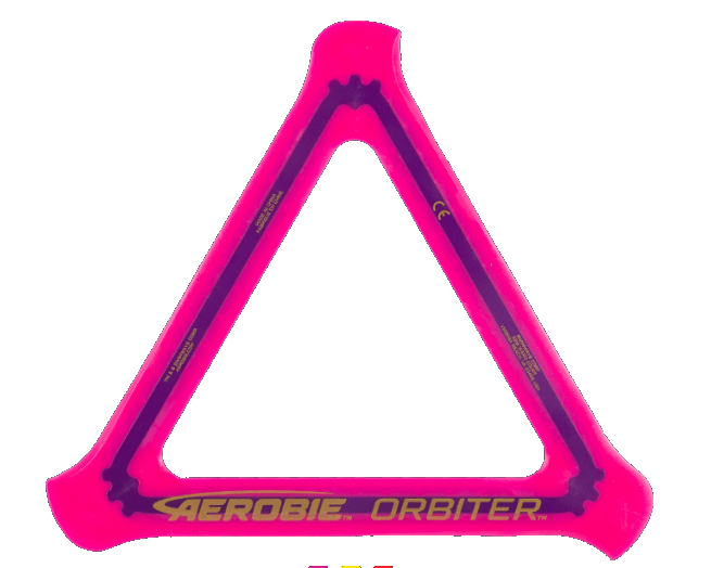 Aerobie Orbiter Triangle Boomerang Flying Disc Blue, Pink, Yellow