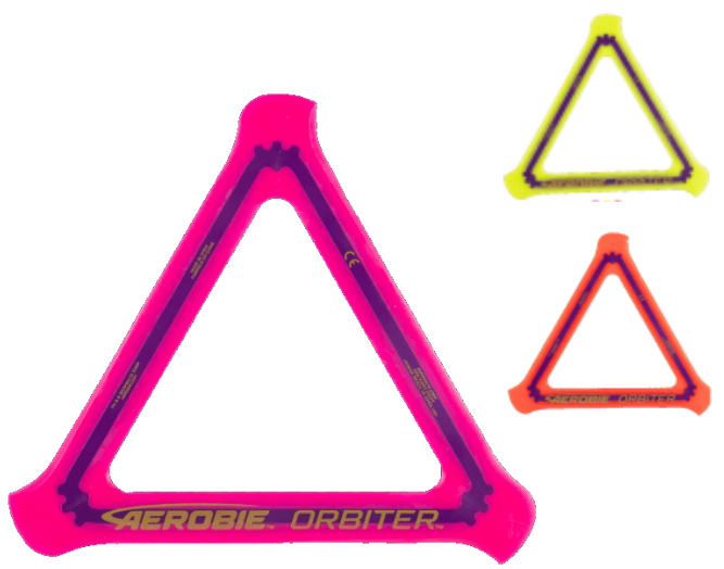 Aerobie Orbiter Triangle Boomerang Flying Disc Blue, Pink, Yellow