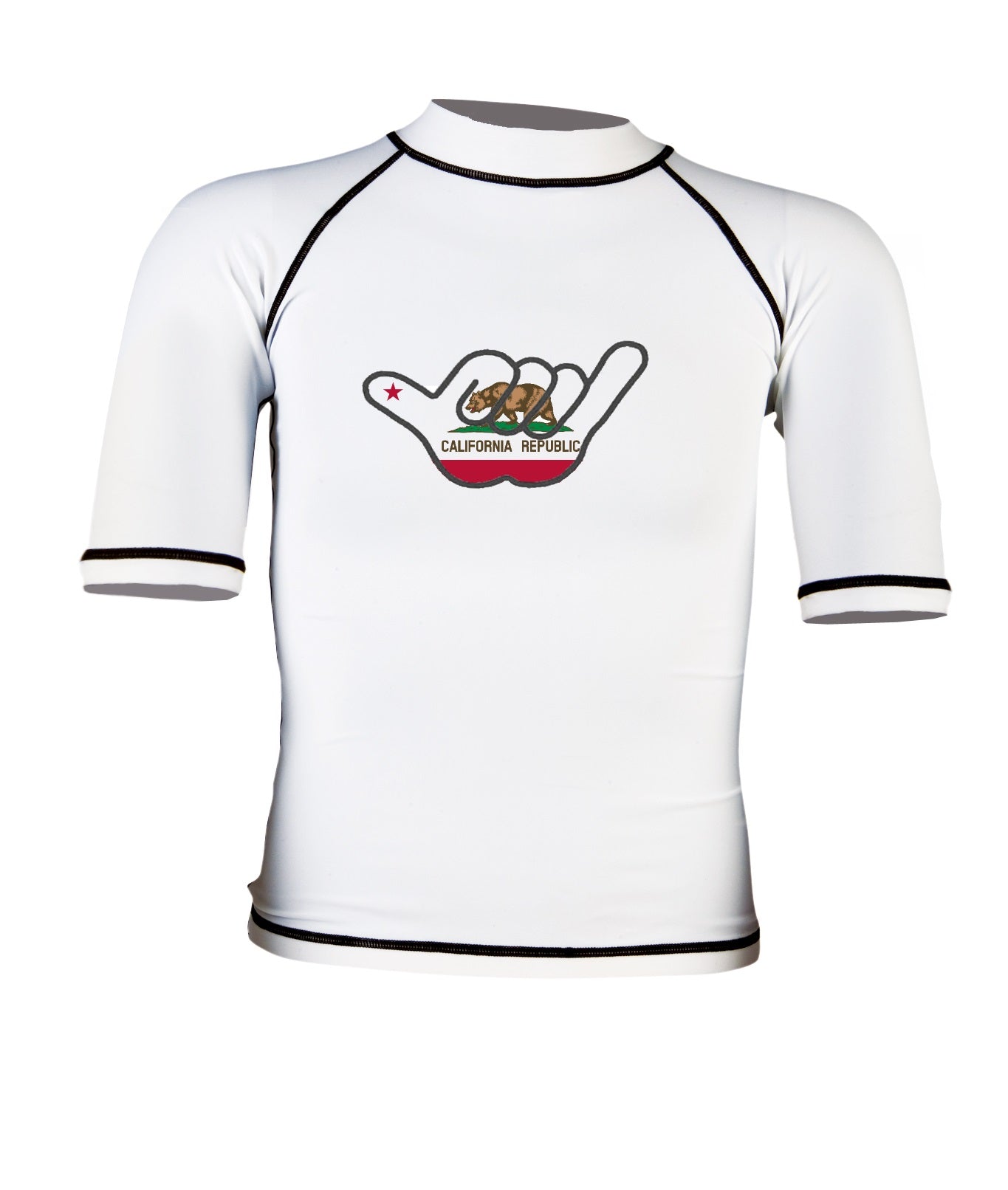 UnSponsored Kids California Flag Long & Short Sleeve White Rashguard Swim Shirt