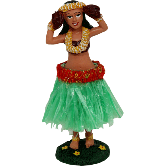 Wet 4 inch Car Dashboard Hawaiian Hula Girl Pom Pom