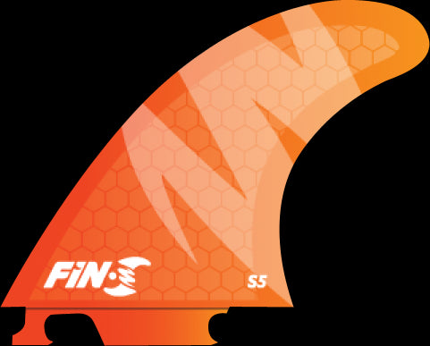 Fin-S S-5 Honeycomb Neon Orange 3 Fins