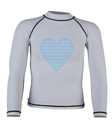 UnSponsored Kids Heart Wave Long & Short Sleeve White Rashguard Swim Shirt