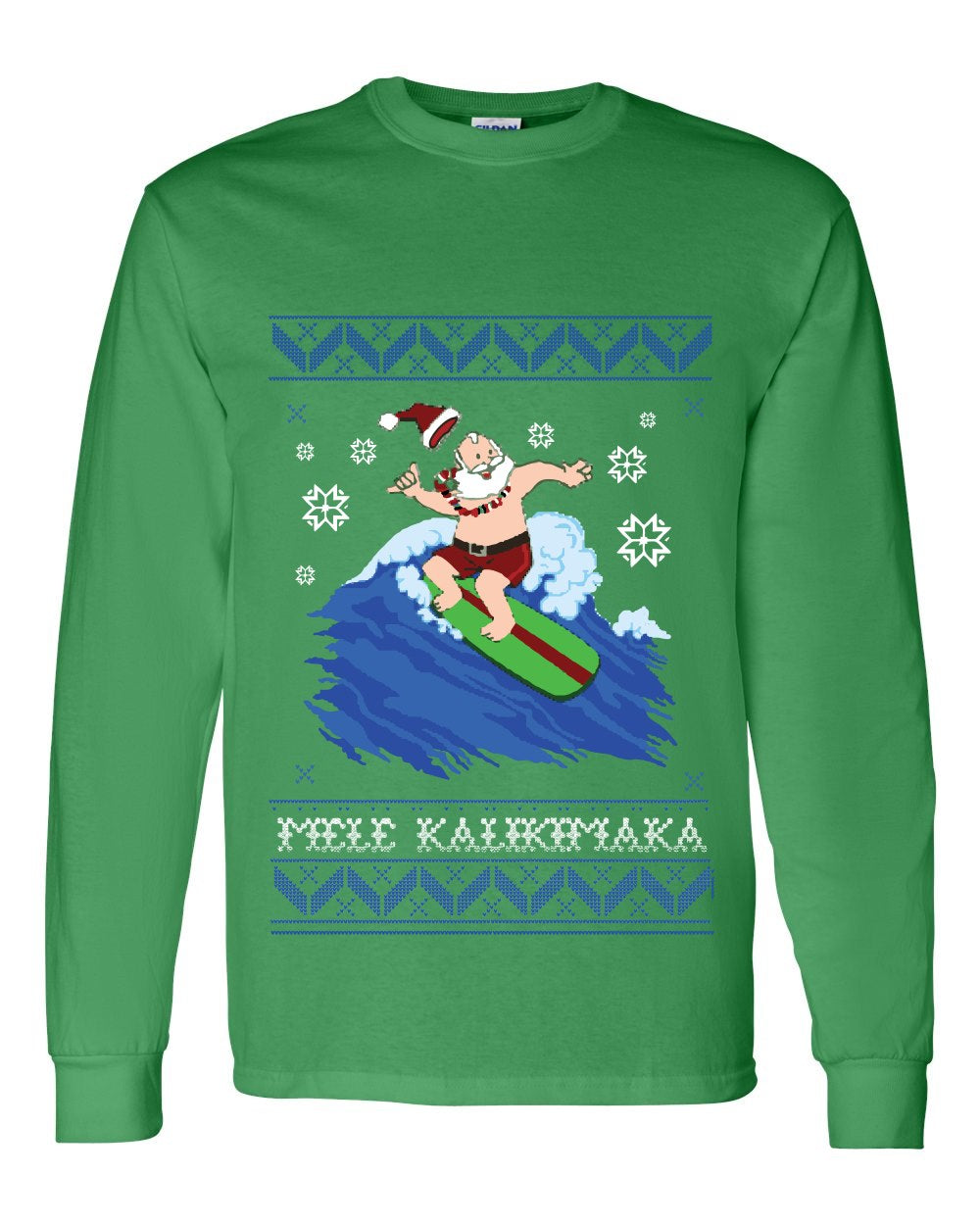 BORD Apparel Santa Mele Kalikimaka Ugly Christmas Long Sleeve T-shirt