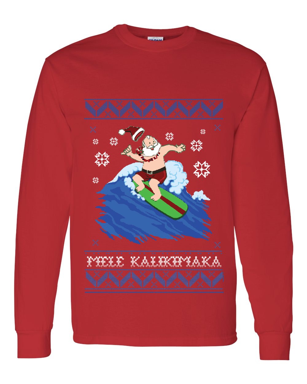 BORD Apparel Santa Mele Kalikimaka Ugly Christmas Long Sleeve T-shirt