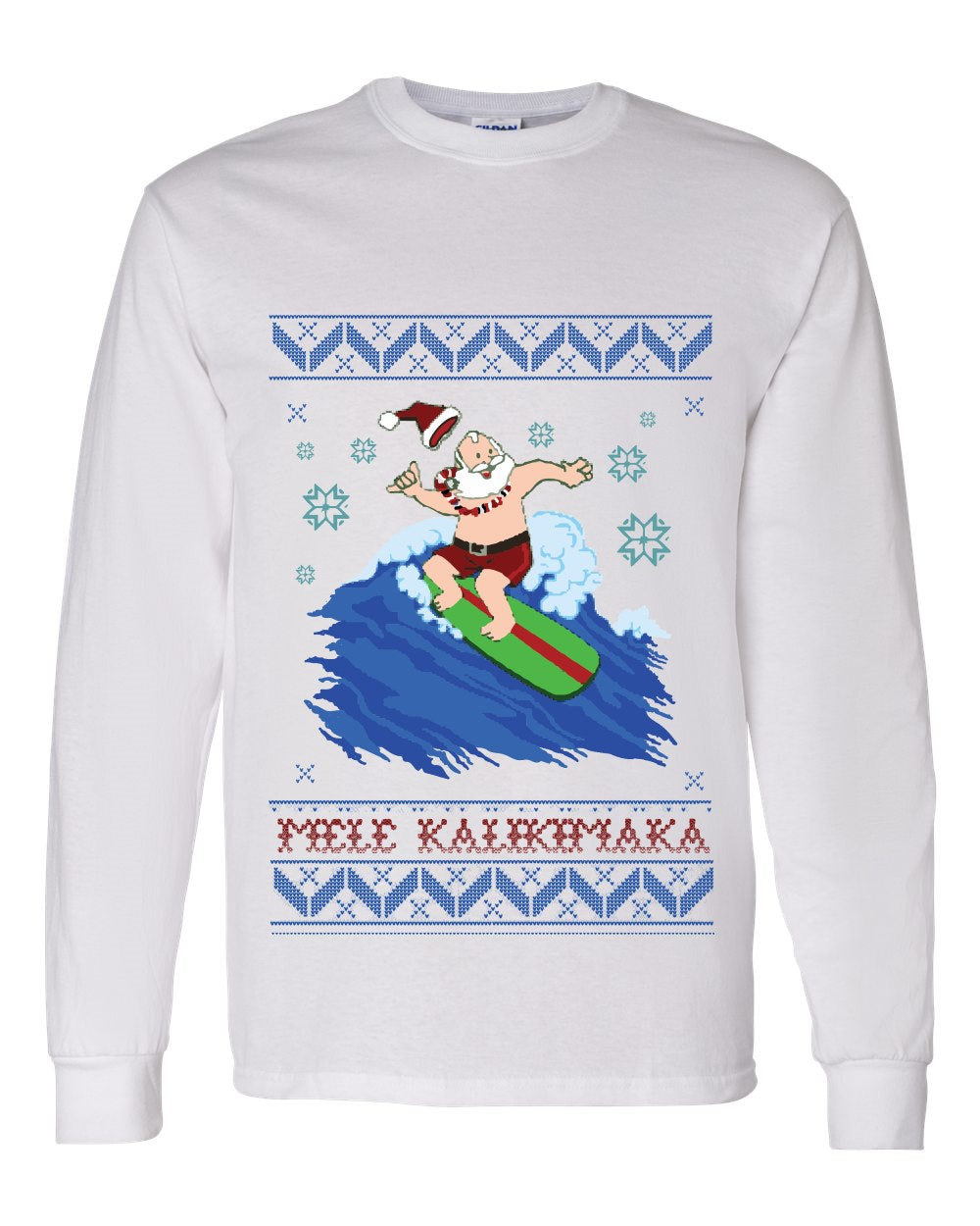 BORD Apparel Santa Mele Kalikimaka Ugly Christmas Long Sleeve T-shirt