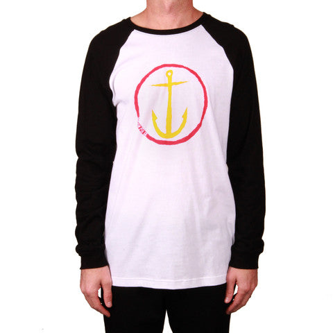 Captain Fin Co Original Anchor Baseball White Raglan