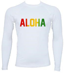 UnSponsored Adult Rasta Hawaii Long & Short White Rashguard Swim Shirt