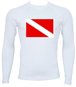 UnSponsored Adult Scuba Flag Long & Short White Rashguard Swim Shirt