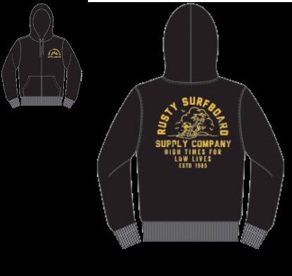 Rusty Warhol Zip Fleece Black Hoodie