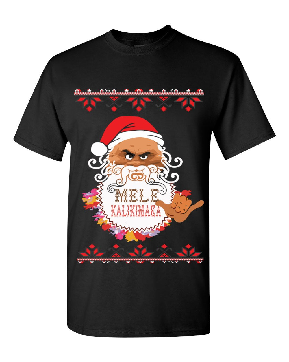 BORD Apparel Hawaiian Santa Mele Kalikimaka Ugly Christmas T-shirt