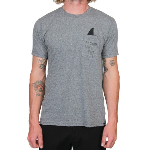Captain Fin Co Shark Fin Pocket Heather Charcoal T-shirt