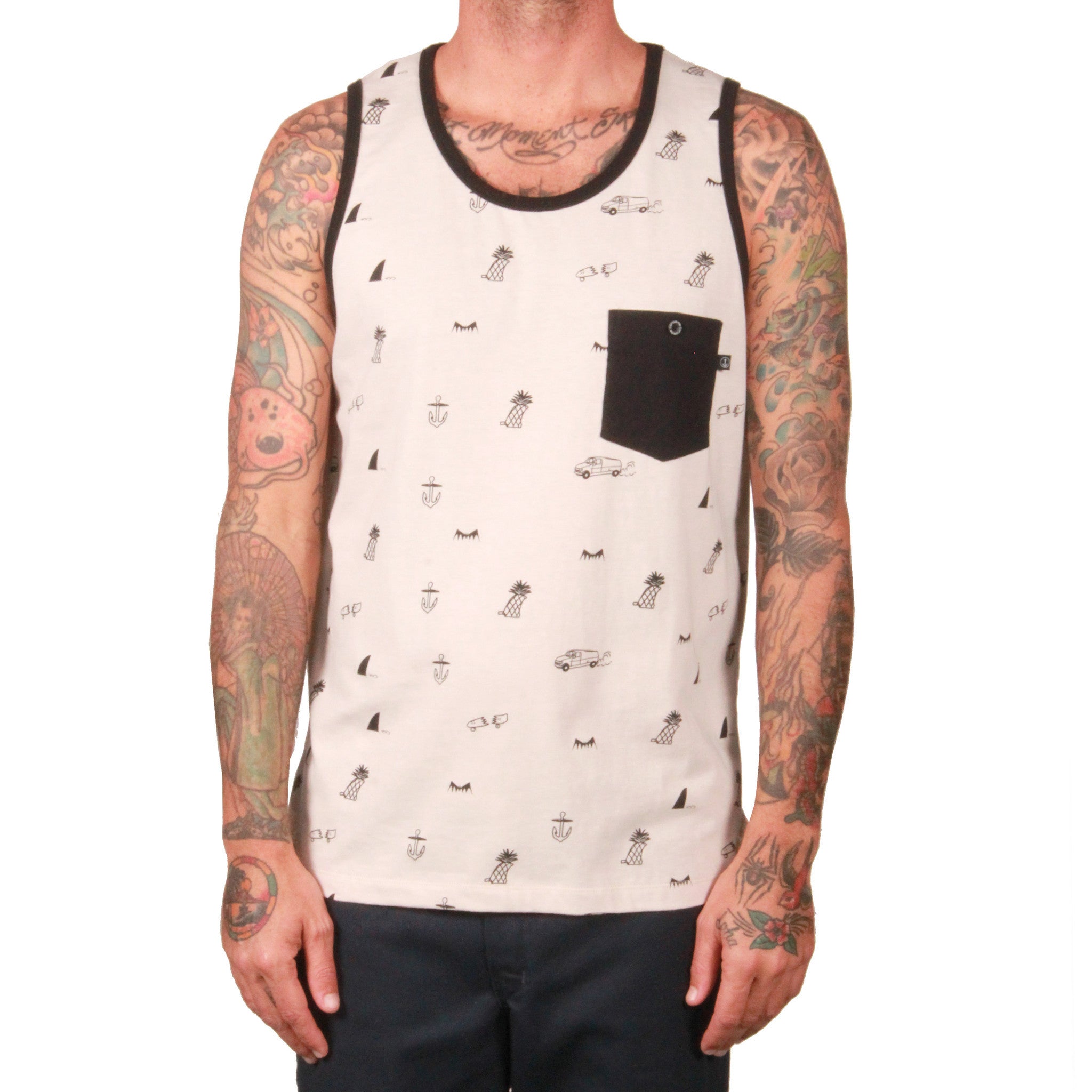 Captain Fin Co Shred Tank Stone Tank Top