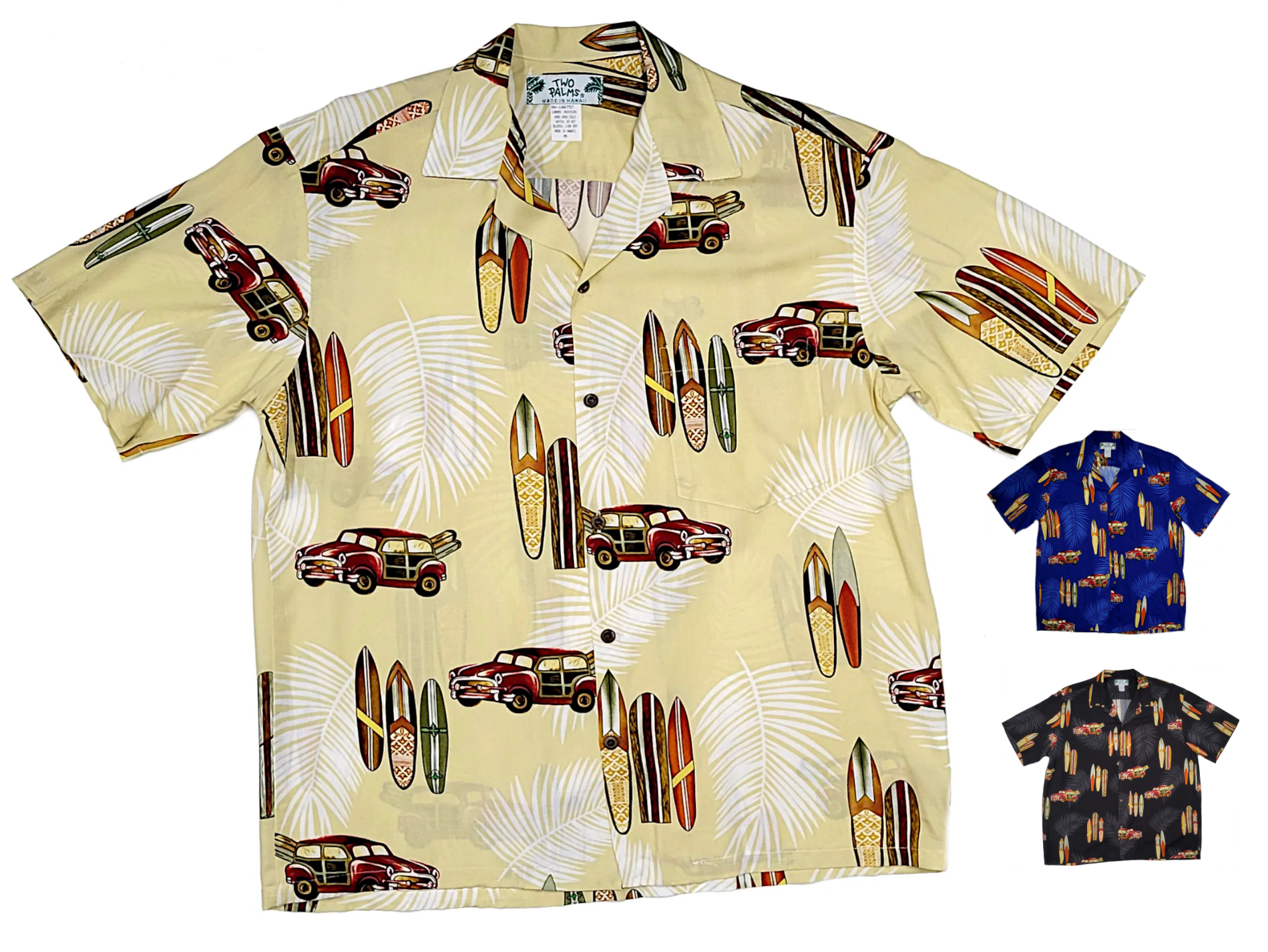 Woody Surfboard Hawaiian Shirt - Rayon Vintage Style Hawaiian Shirts