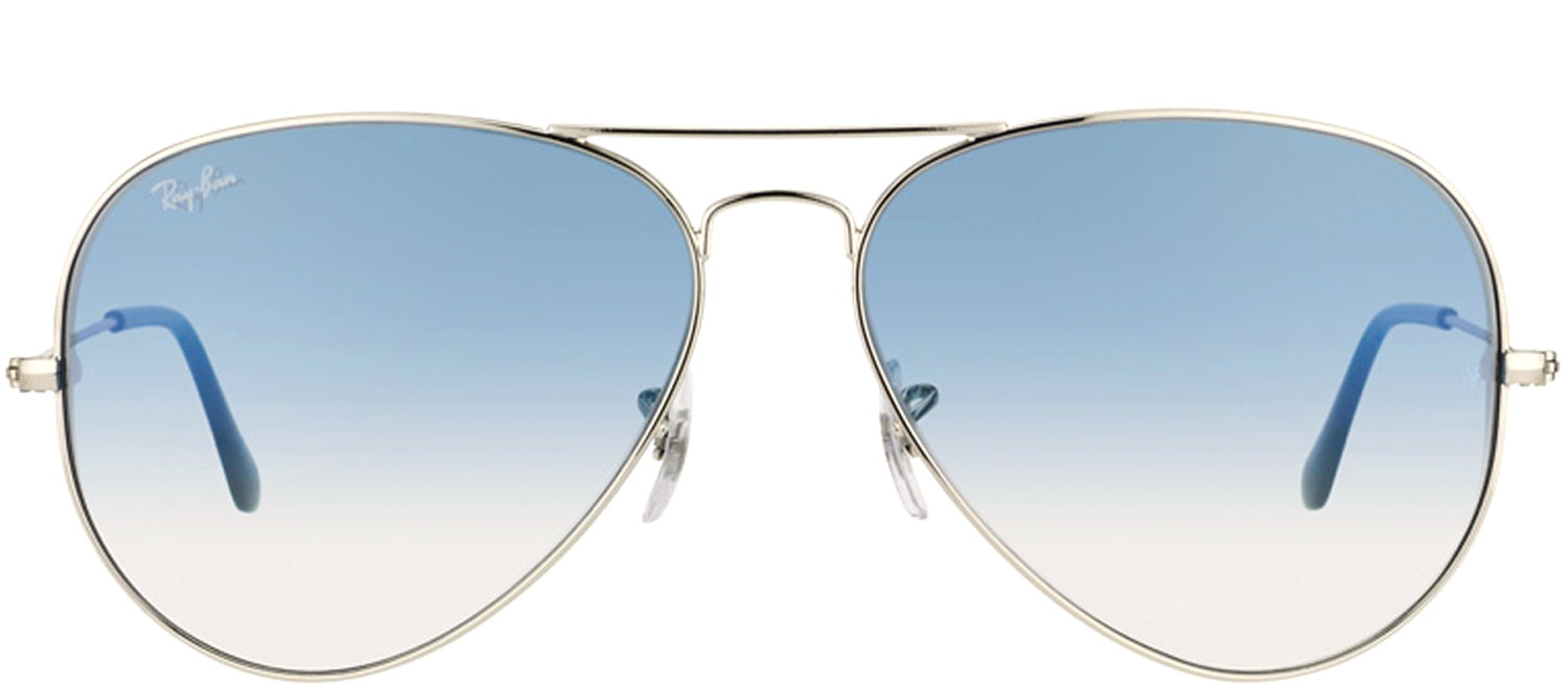 Ray-Ban RB 3025 003/3F Aviator Metal Silver Sunglasses with Light Blue Gradient Lens