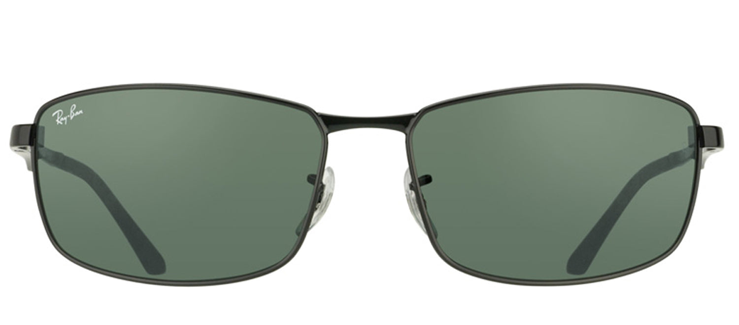 Ray-Ban RB 3498 002/71 Sport Metal Black Sunglasses with Green Lens