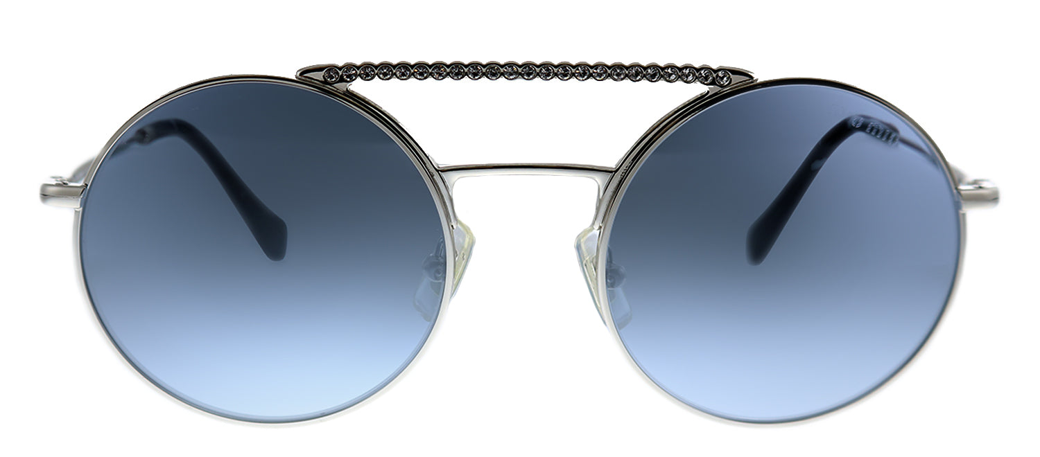 Miu Miu CORE COLLECTION MU 52VS 1BC169 Round Metal Silver Sunglasses with Blue Gradient Lens