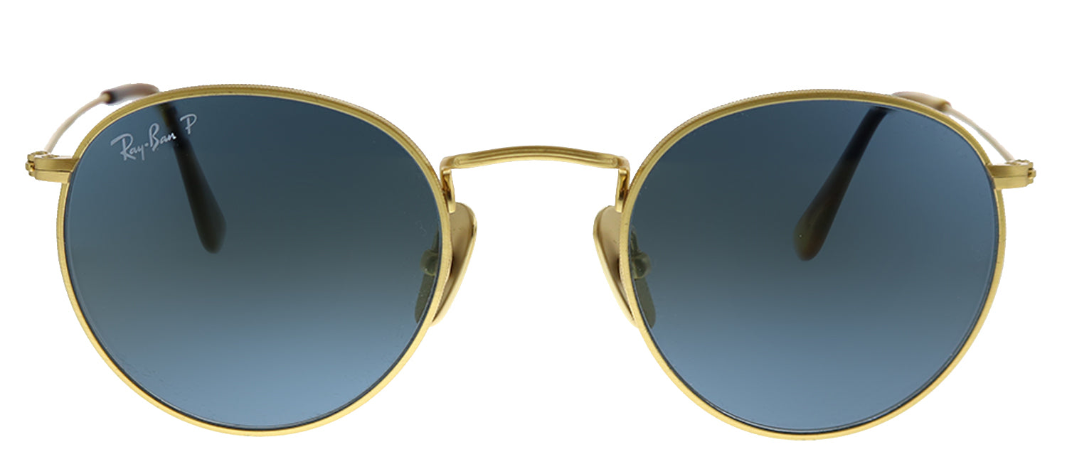 Ray-Ban RB 8247 9217T0 Round Metal Gold Sunglasses with Blue Polarized Lens