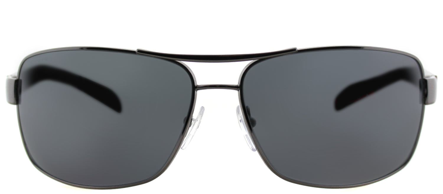 Prada Linea Rossa PS 54IS 5AV5Z1 Aviator Metal Ruthenium/ Gunmetal Sunglasses with Grey Polarized Lens