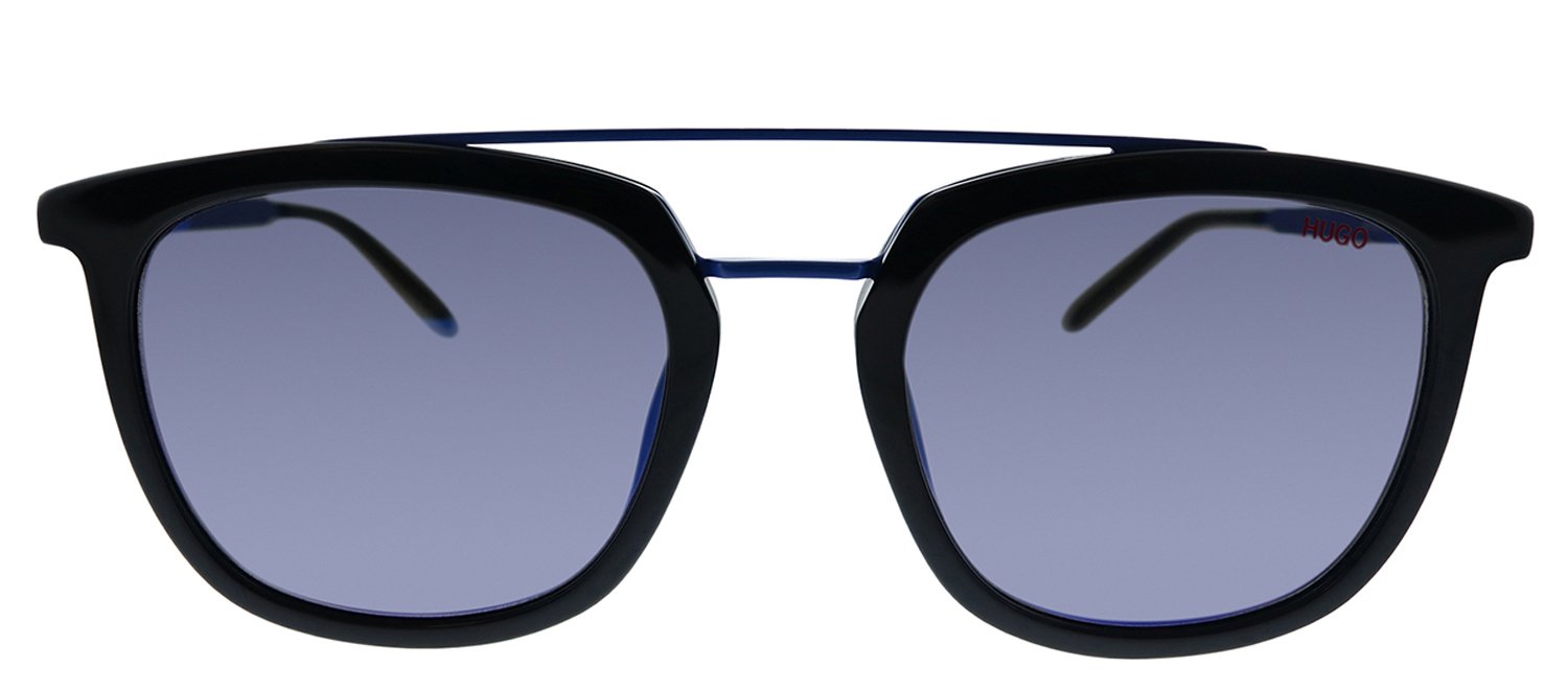 Hugo Boss BOSS HG1031/S 0VK Square Plastic Black Sunglasses with Blue Mirror Lens