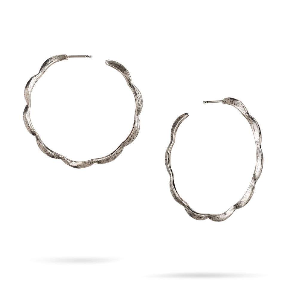 Reverie Scallop Hoop Earrings - Sterling Silver