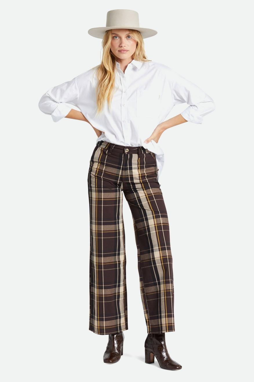 Victory Full Length Wide Leg Pant - Seal Brown/Bright Gold