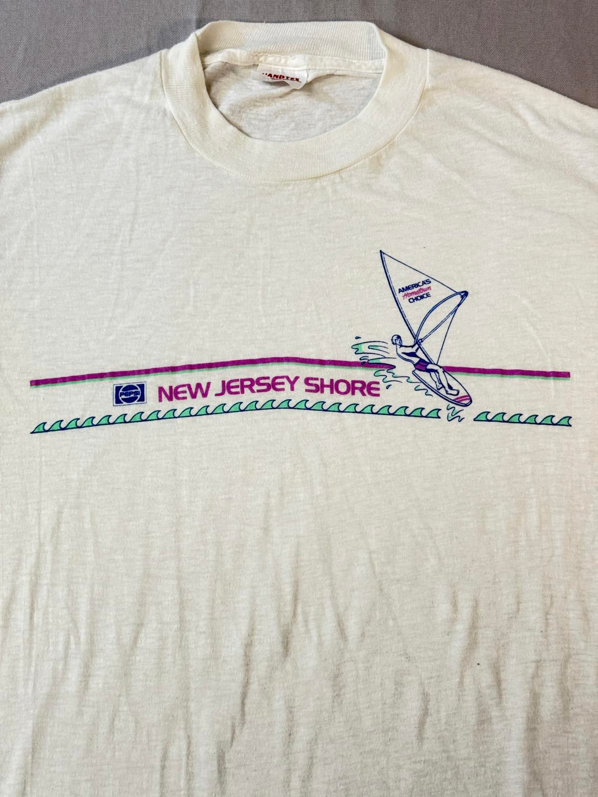 VTG New Jersey Shore T-shirt 1980s Pepsi Kite Surfing Tee -L