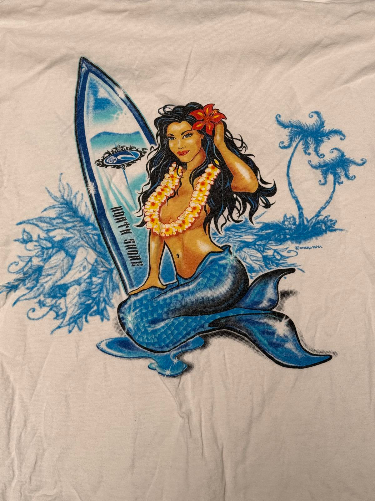 Y2K Crazy Shirts Pin Up Surfer Girl North Shore LS Tee - L