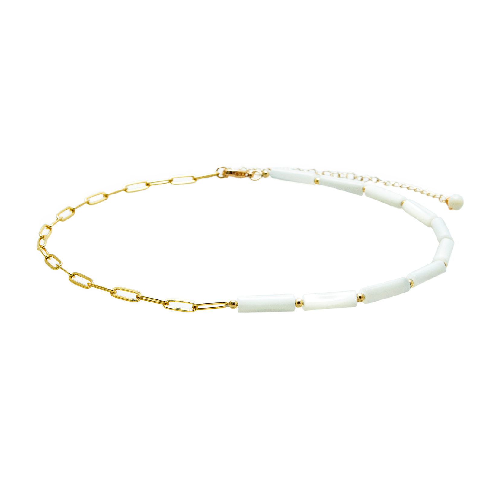 Imagination Half Tube Bead + Gold Chain Necklace