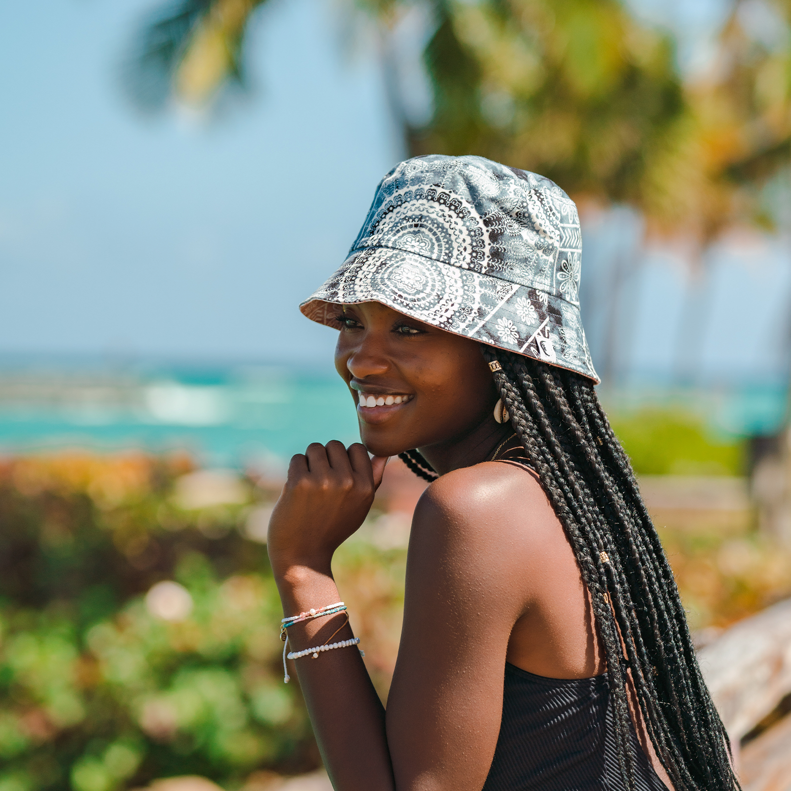 Santa Barbara and Baja Printed Reversible Bucket Hat