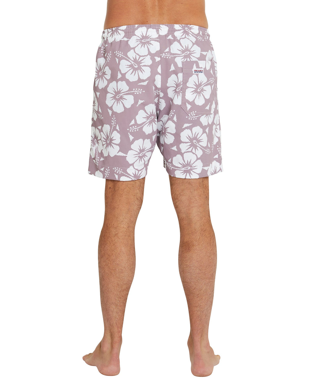 Okanui Mens Classic Short Shorts Hibiscus Grape Australian Made