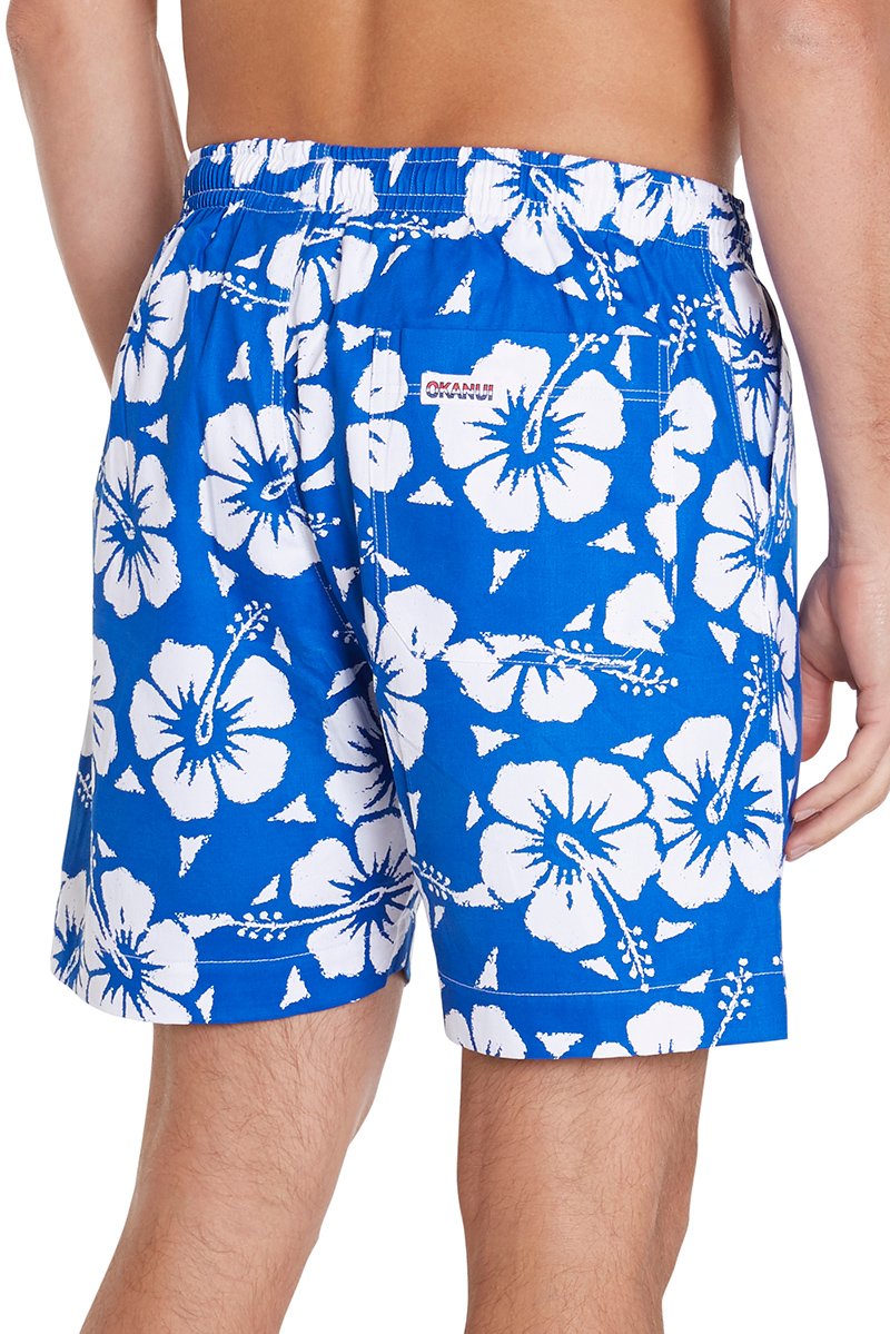Mens - Classic Short Shorts - Hibiscus Blue - Australian Made