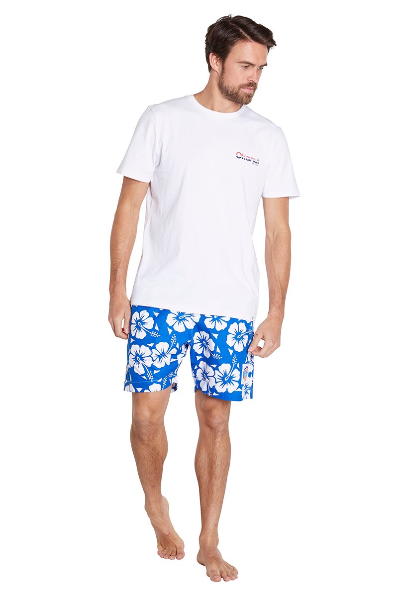 Mens - Classic Short Shorts - Hibiscus Blue - Australian Made