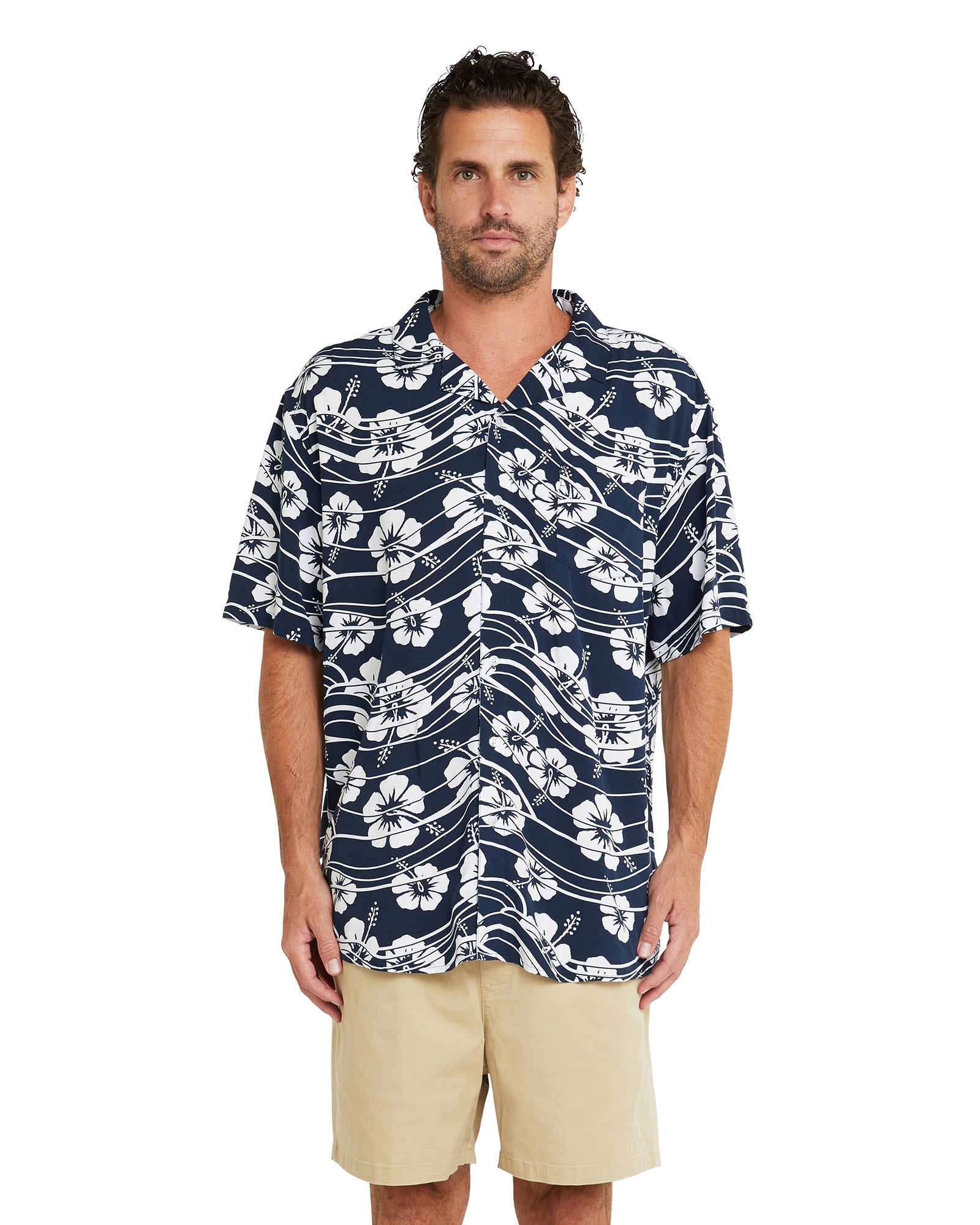 Mens - Aloha Short Sleeve Shirt - Tooth Taker - Navy