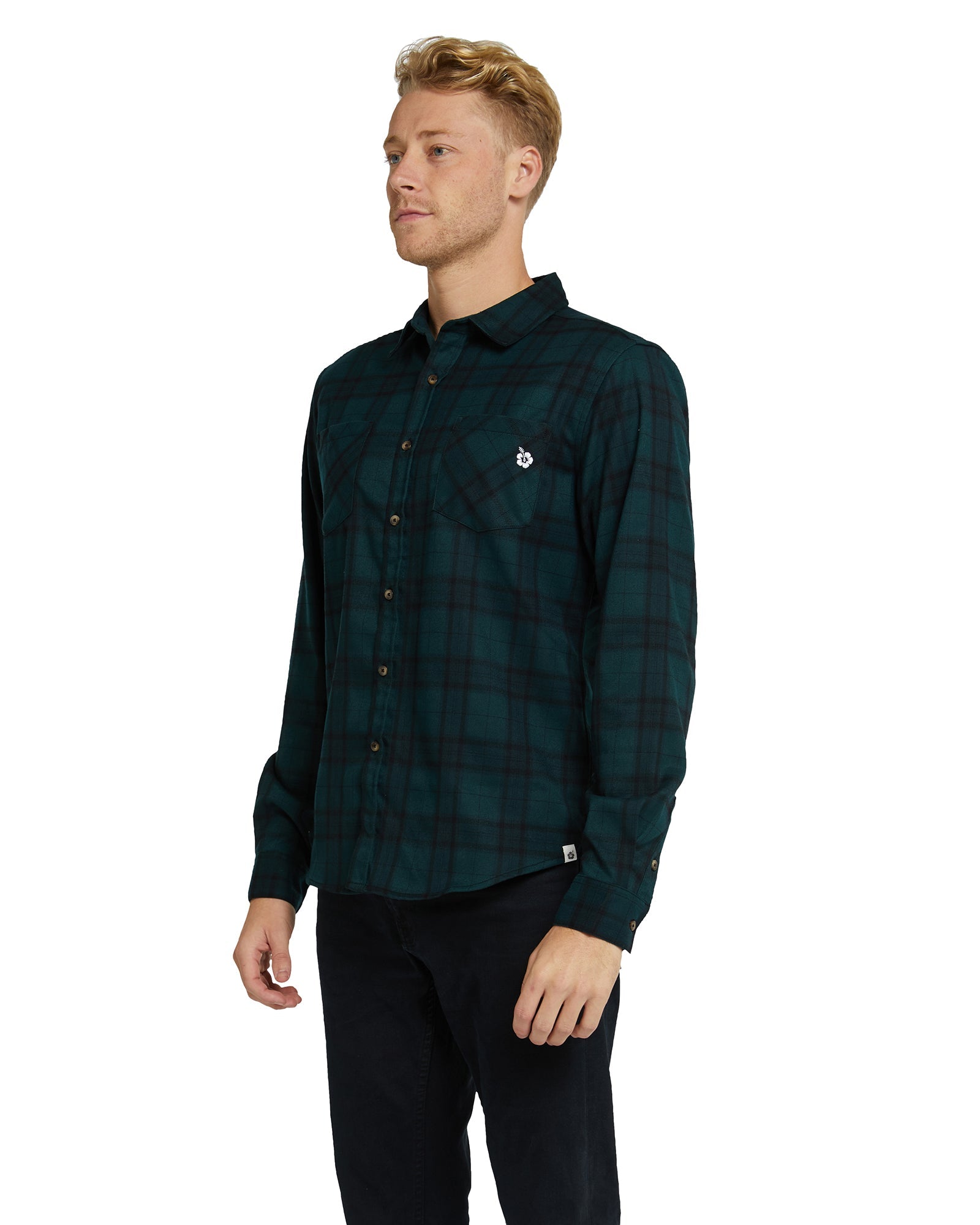 Mens - Flannel Long Sleeve Shirt - Hiker - Navy/Green