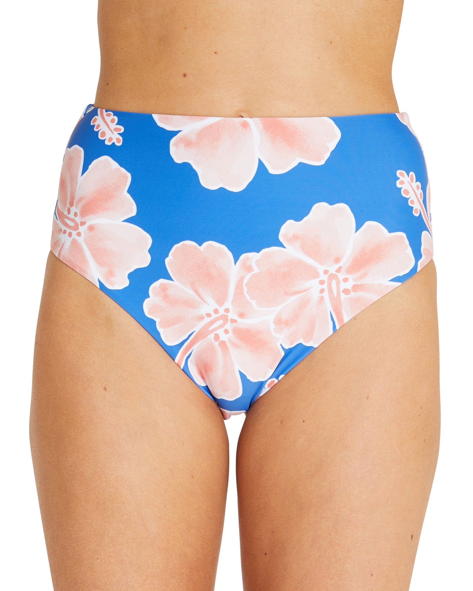 Womens - Swim Bottom - High Waist Bikini - Blue Orange