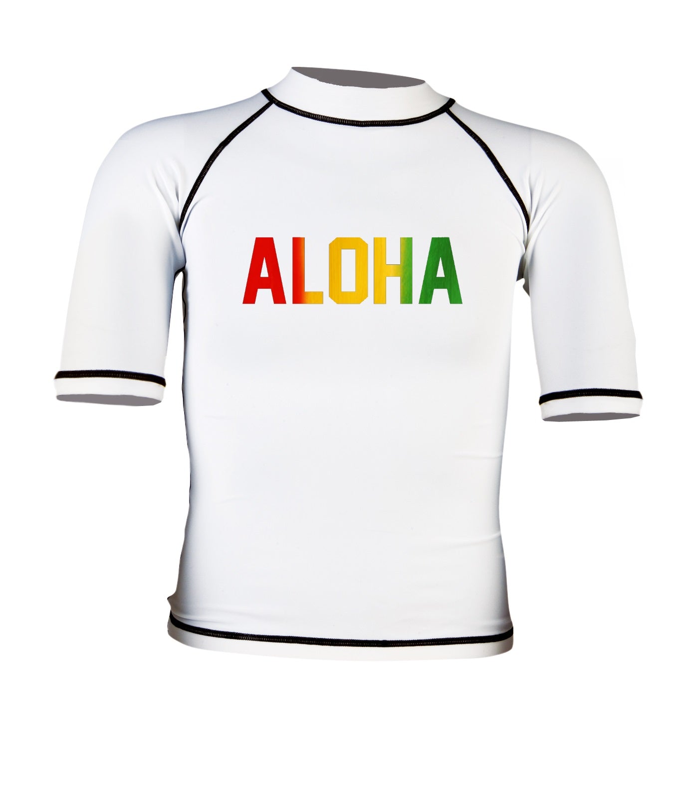 UnSponsored Kids Aloha Rasta Long & Short Sleeve White Rashguard Swim Shirt