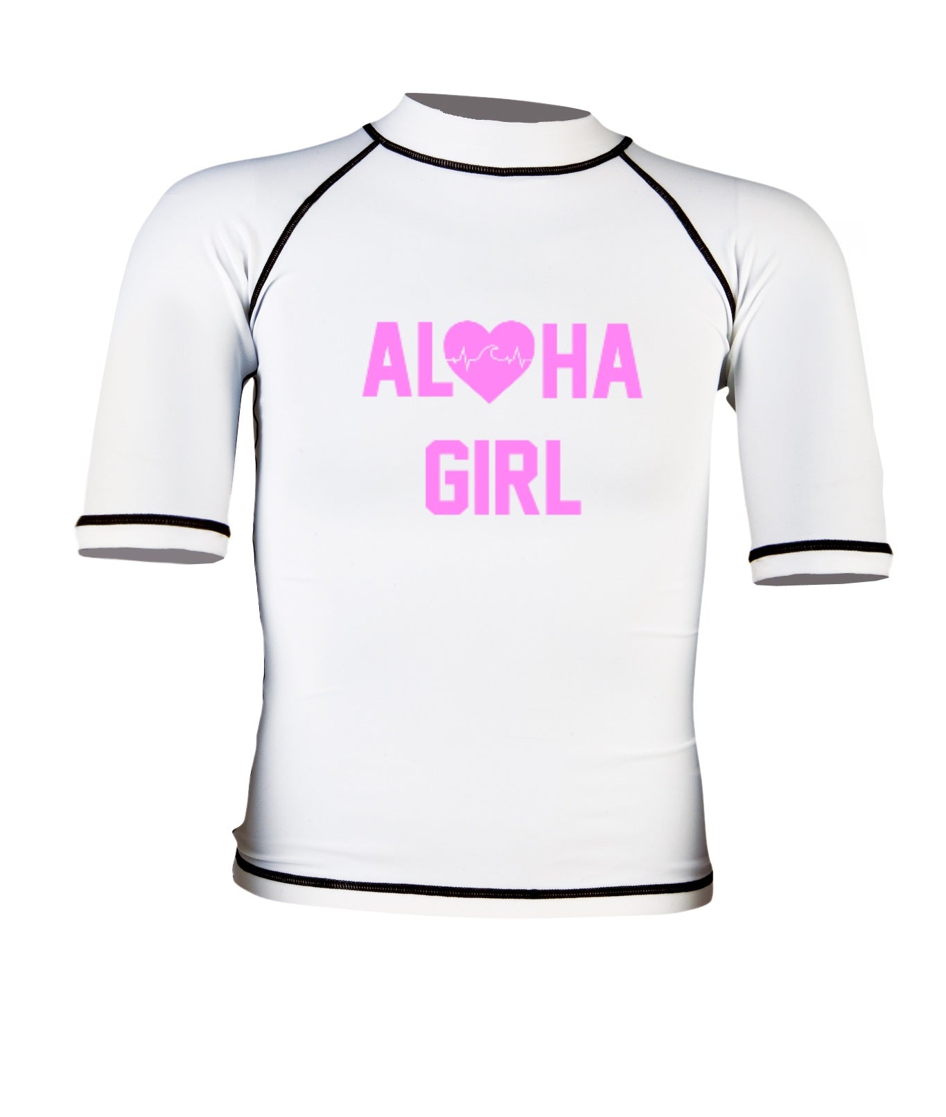 UnSponsored Kids Aloha Girl Long & Short Sleeve White Rashguard Swim Shirt