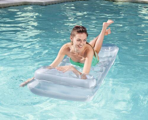 Inflatable Pool Lounge Float with attached Pillow - H2oGo Metal Tech Float