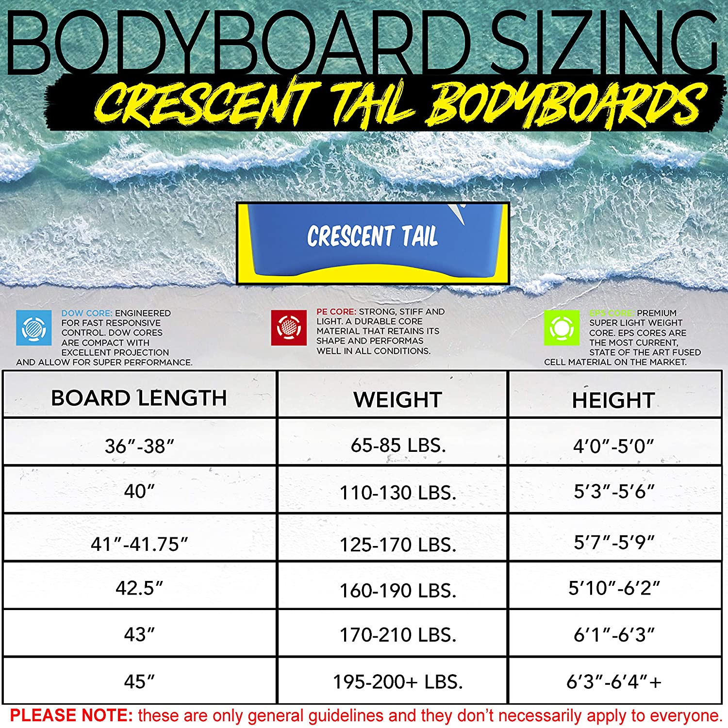 Body Glove Big Tuna 45" inch Bodyboard with Coiled Leash