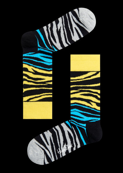 Happy Socks Blue Yellow Zebra