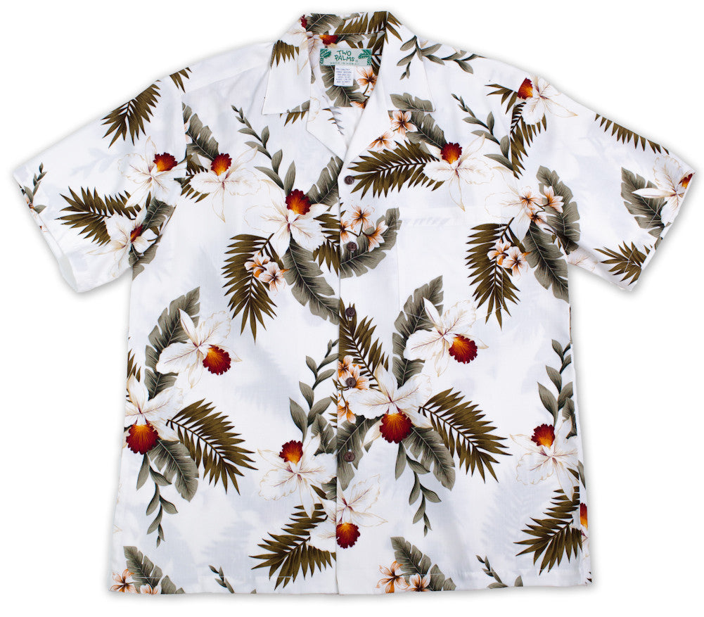 Two Palms Hawaiian Orchid Hawaiian Shirt - Navy, Red, or White