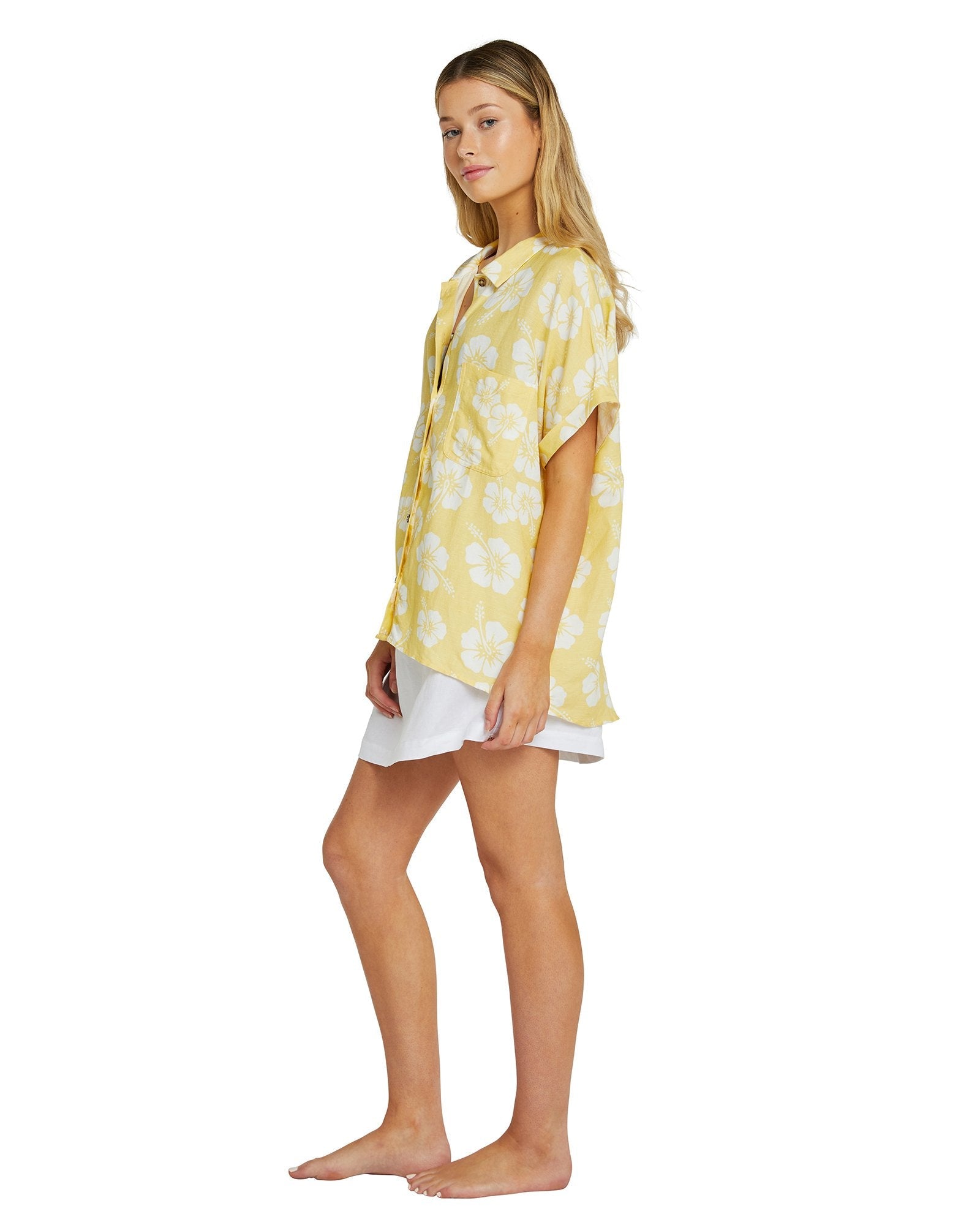 Womens - Short Sleeve Shirt - Hibiscus Popcorn