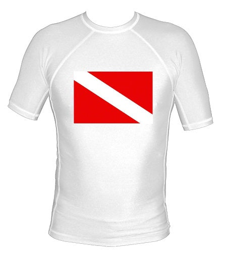 UnSponsored Adult Scuba Flag Long & Short White Rashguard Swim Shirt