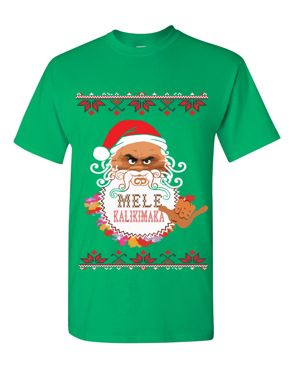 BORD Apparel Hawaiian Santa Mele Kalikimaka Ugly Christmas T-shirt