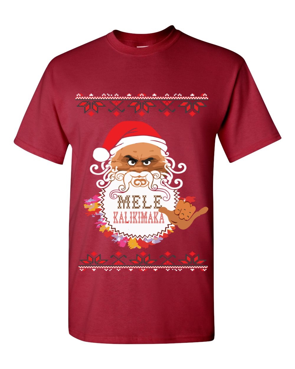 BORD Apparel Hawaiian Santa Mele Kalikimaka Ugly Christmas T-shirt