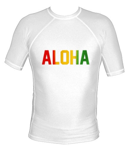 UnSponsored Adult Rasta Hawaii Long & Short White Rashguard Swim Shirt