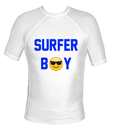 UnSponsored Adult Surfer Boy Long & Short White Rashguard Swim Shirt